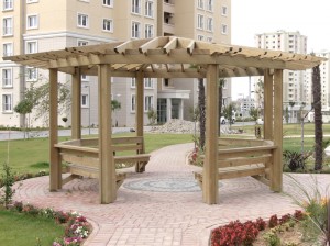 Ahşap Altıgen Çardak Pergola
